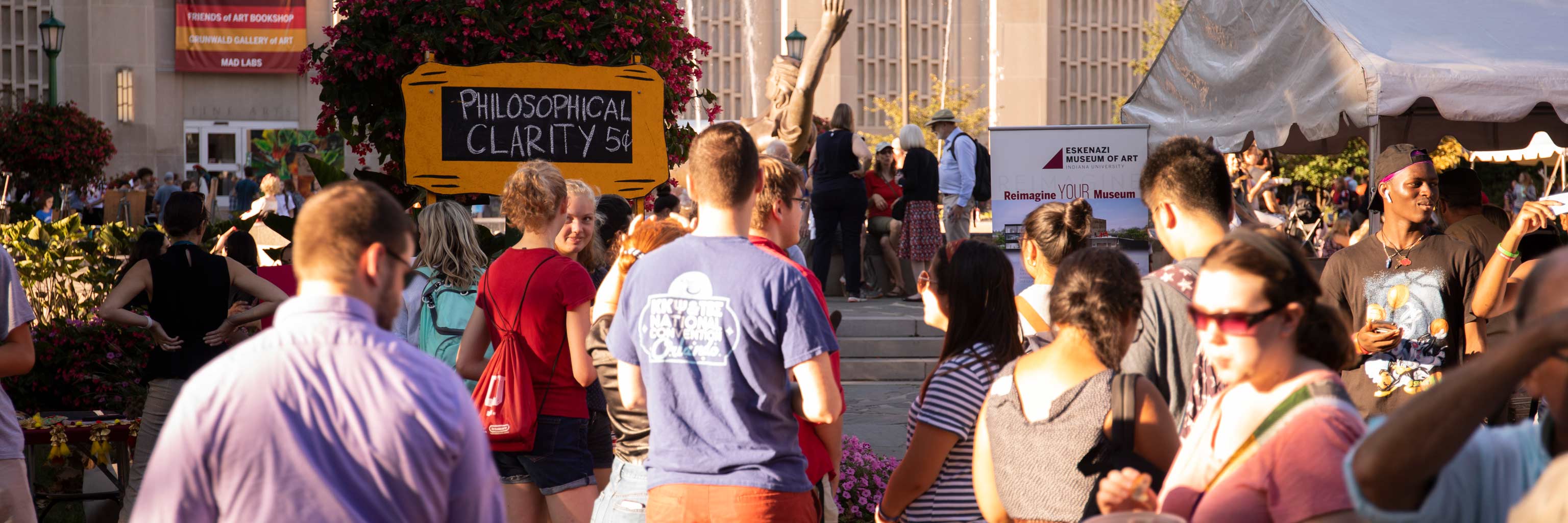 The philosophy booth at the First Thursdays festival.