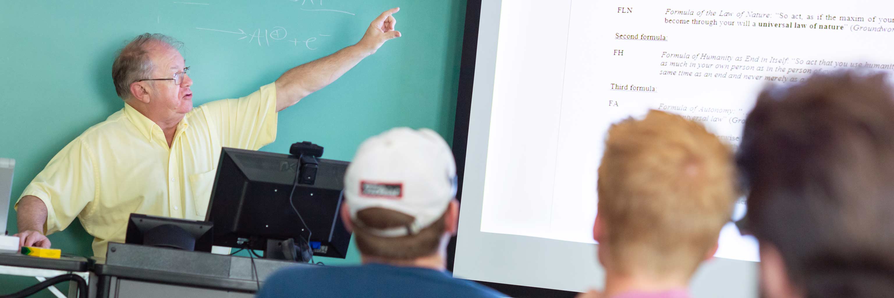 A professor delivers a lecture.