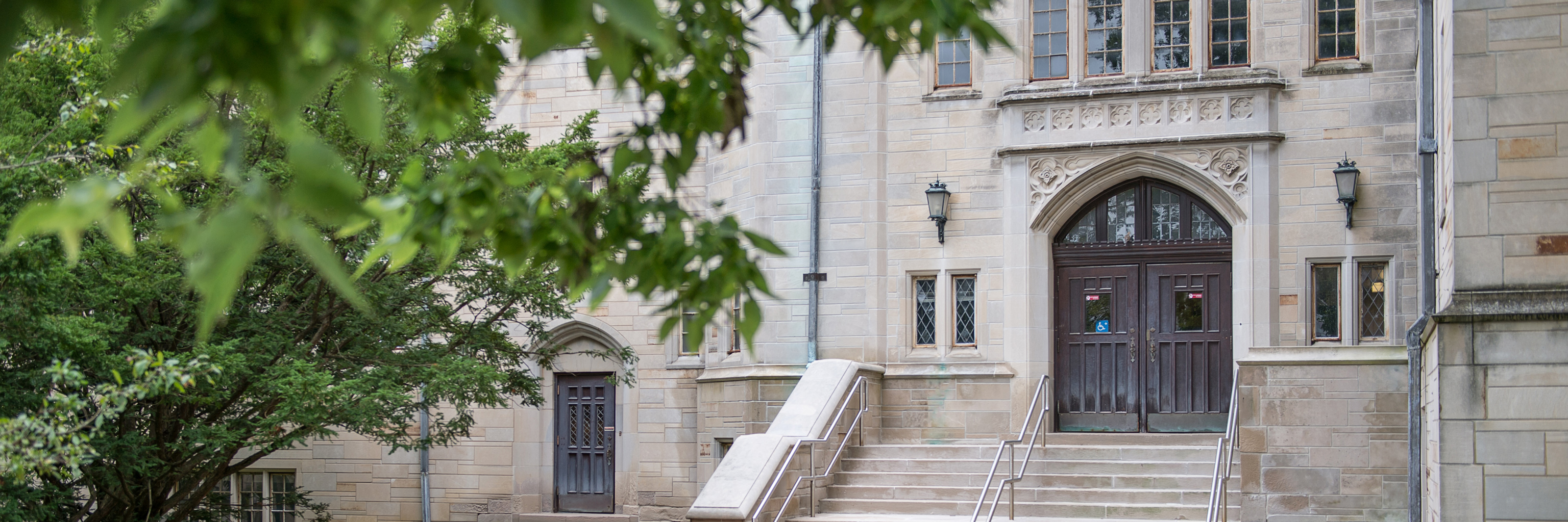 Main entrance to Sycamore Hall. 
