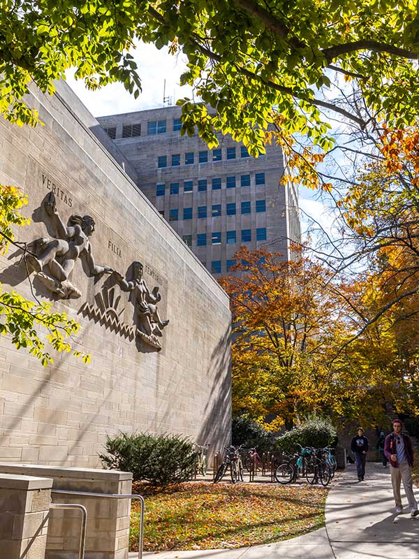 An exterior shot of Ballantine Hall.
