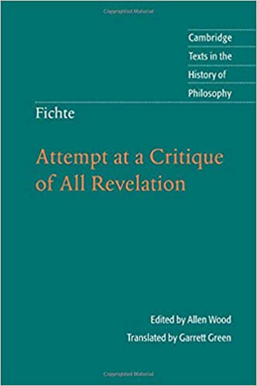 Fichte: Attempt at a Critique of All Revelation